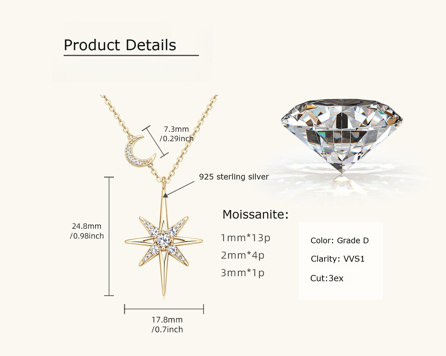 Dapaza Life Octagram Moissanite Necklace