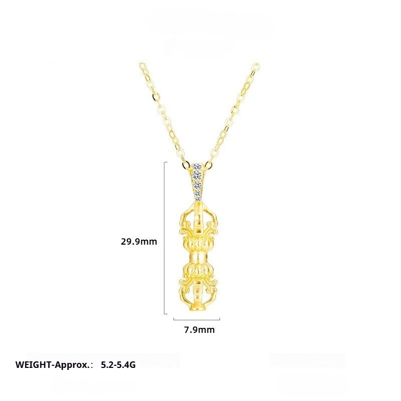 S925 Sterling Silver Vajra Pestle Necklace Niche Design INS Same Style
