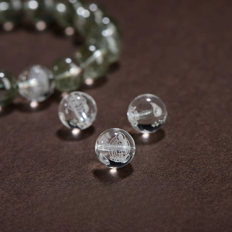 Buddha Life Natural Green Ghost Crystal Zodiac Guardian Buddha Bracelet