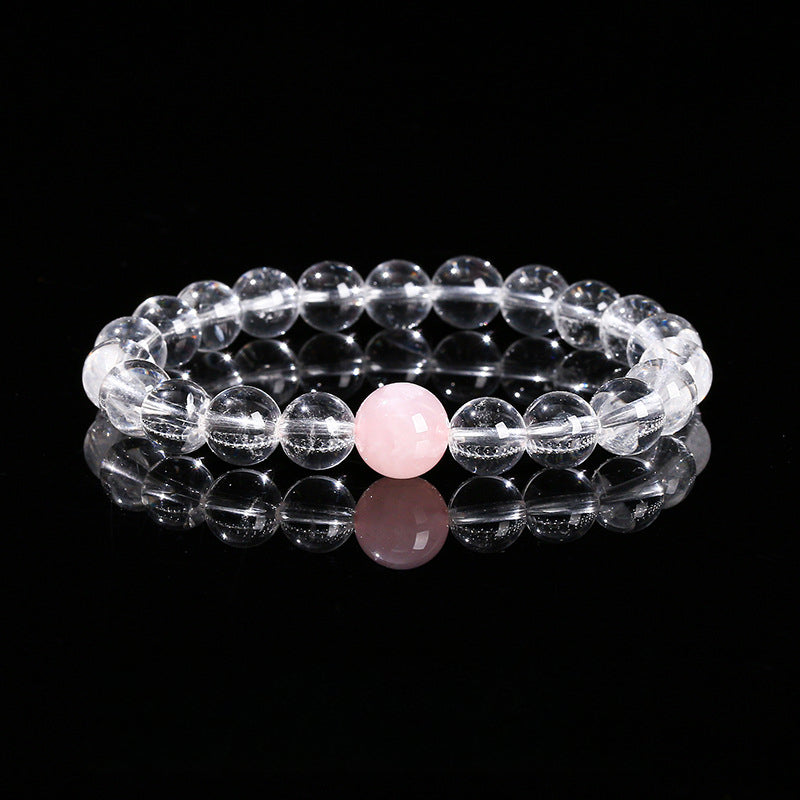 Buddha Life 7A Natural White Crystal, Aquamarine Top Bead Bracelet for Men and Women