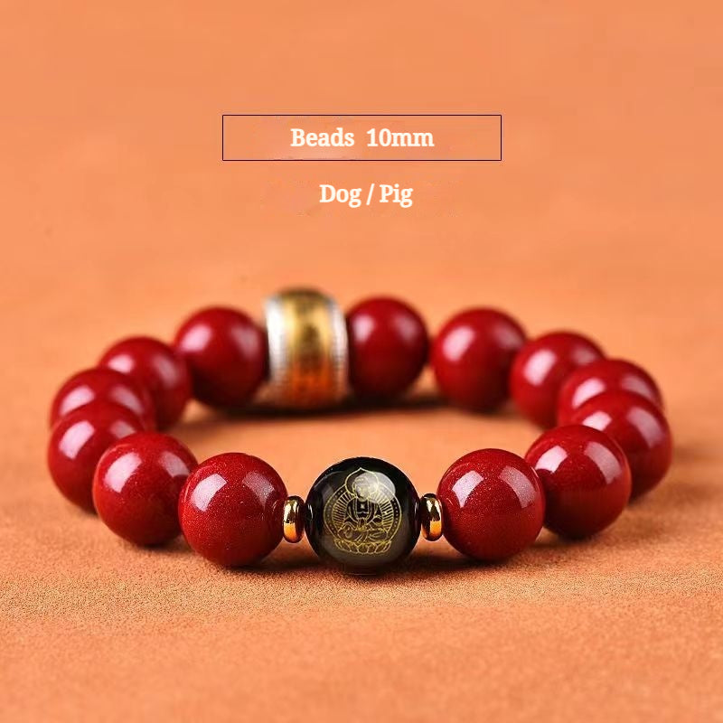 Buddha Life Cinnabar Sterling Silver Natal Buddha Chinese Zodiac Bracelet