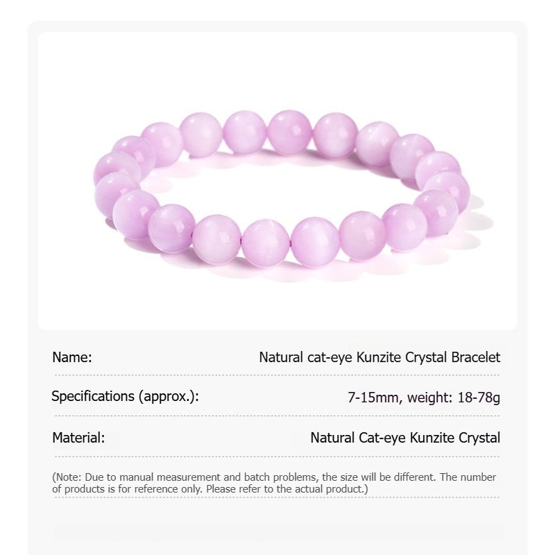 Buddha Life 7A Natural Cat's Eye Kunzite Purple Crystal Bracelet Women's
