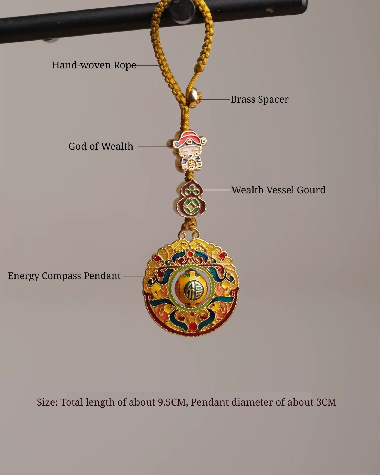 Buddha Life God of Wealth Luck-Changing Beads Wealth Vessel Gourd Keychain Pendant