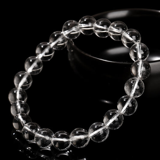 Buddha Life 8A Natural White Crystal Bracelet Transparent Crystal Bead Single Ring Bracelet for Girls