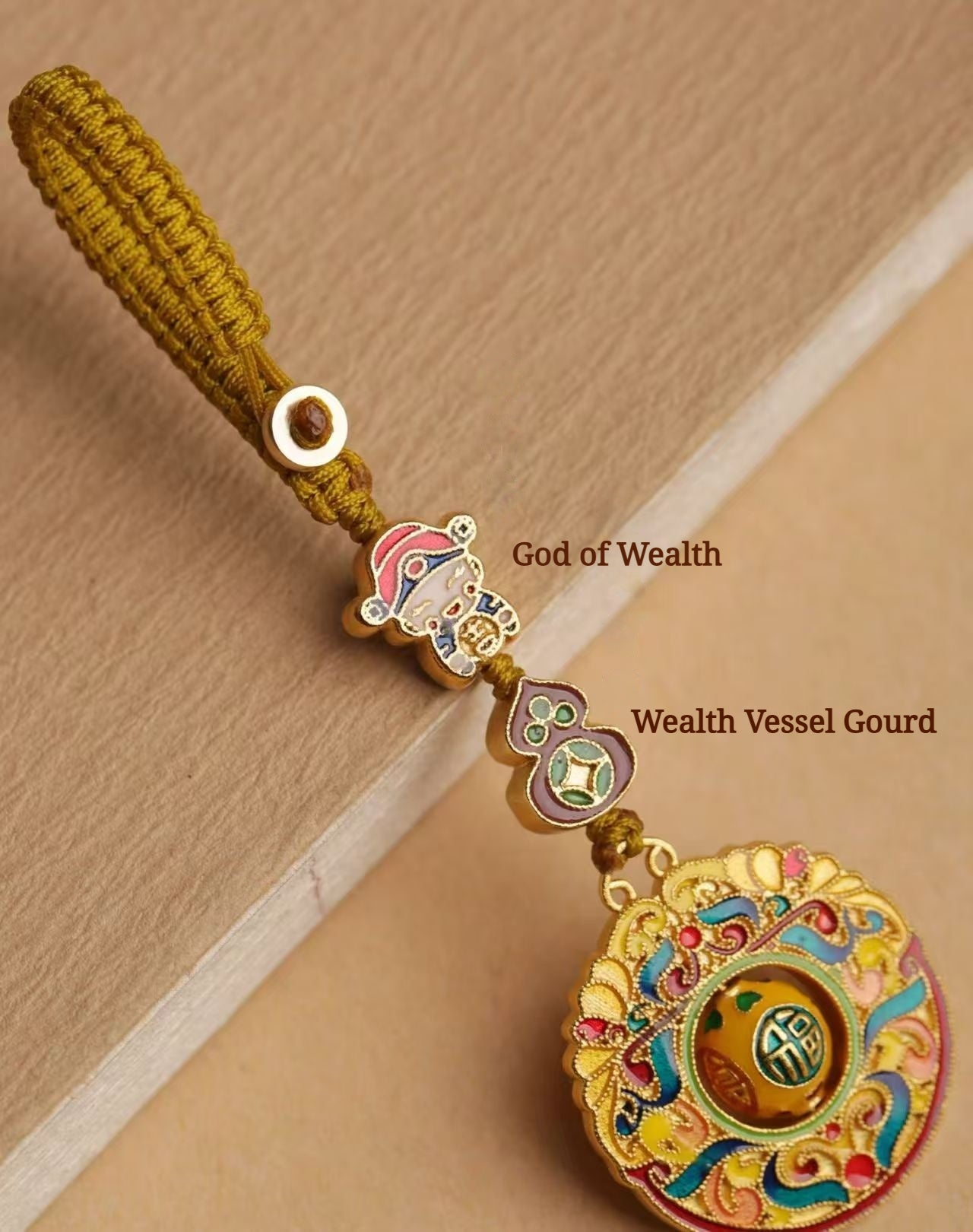 Buddha Life God of Wealth Luck-Changing Beads Wealth Vessel Gourd Keychain Pendant