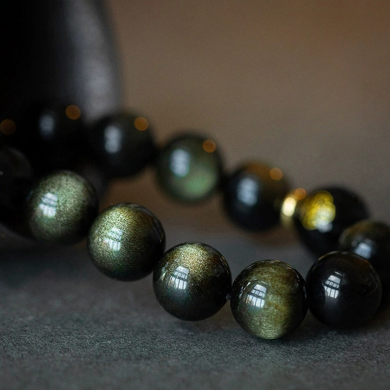 Buddha Life Obsidian Year of The Snake Bracelet Rosary Bead Buddha Bead Bracelet