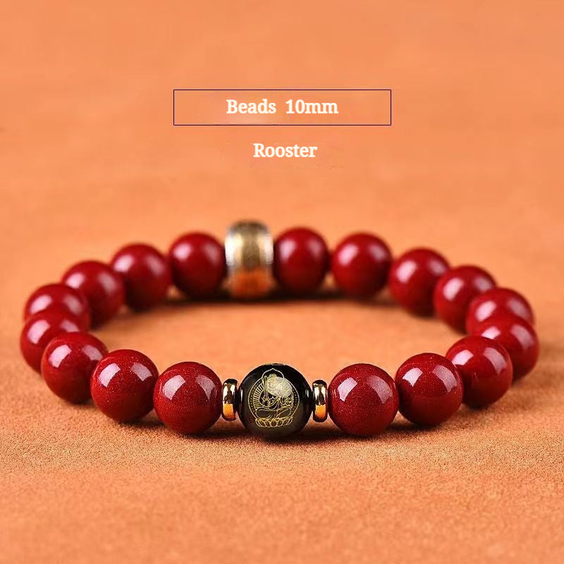 Buddha Life Cinnabar Sterling Silver Natal Buddha Chinese Zodiac Bracelet