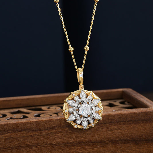 925 Sterling Silver Sunflower Necklace Niche Light Luxury Versatile High-end Pendant Diamond Collarbone Chain Fashion Necklace