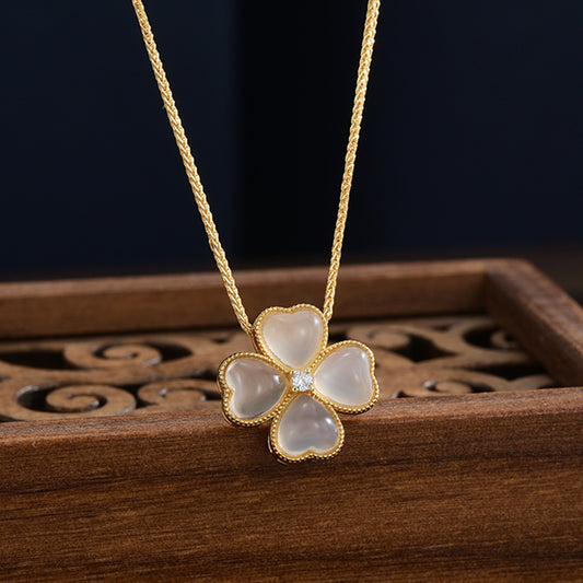 Dapaza S925 Sterling Silver Necklace Clover Necklace Versatile Pendant