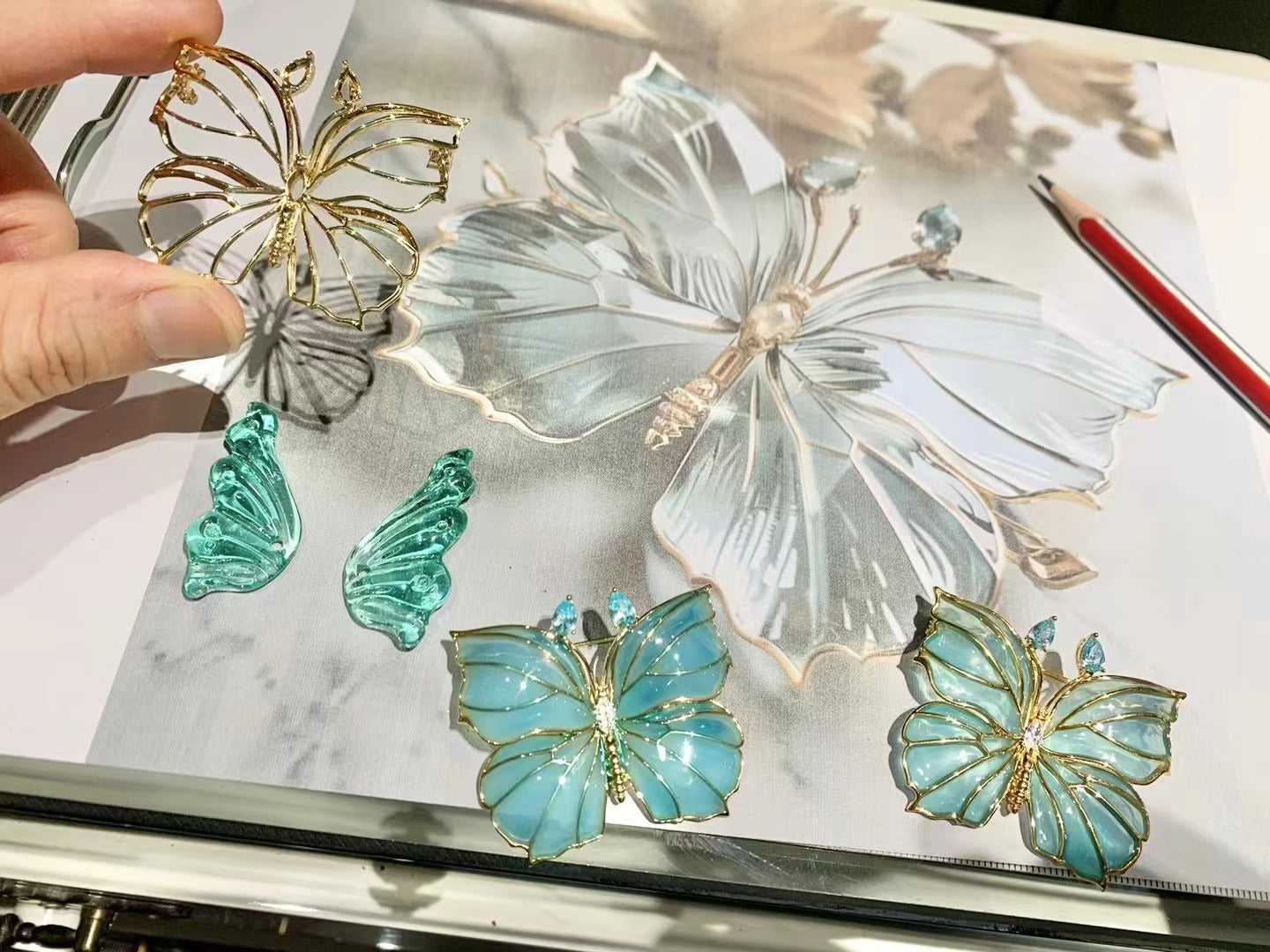 Buddha Life Blue Ocean Butterfly Brooch