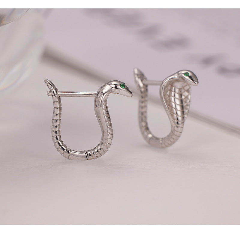 New S925 Sterling Silver Premium Cold Wind Cobra Earrings Spirit Snake Ear Buckle Male and Female Couples Ear Accessories