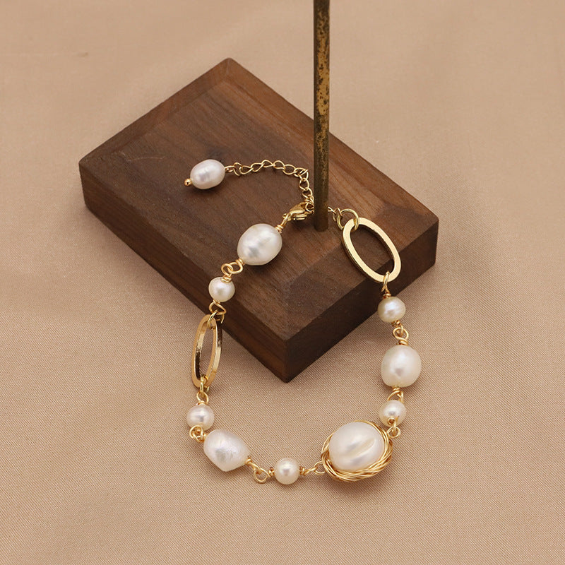 Natural Baroque Pearl Kyanite Bracelet