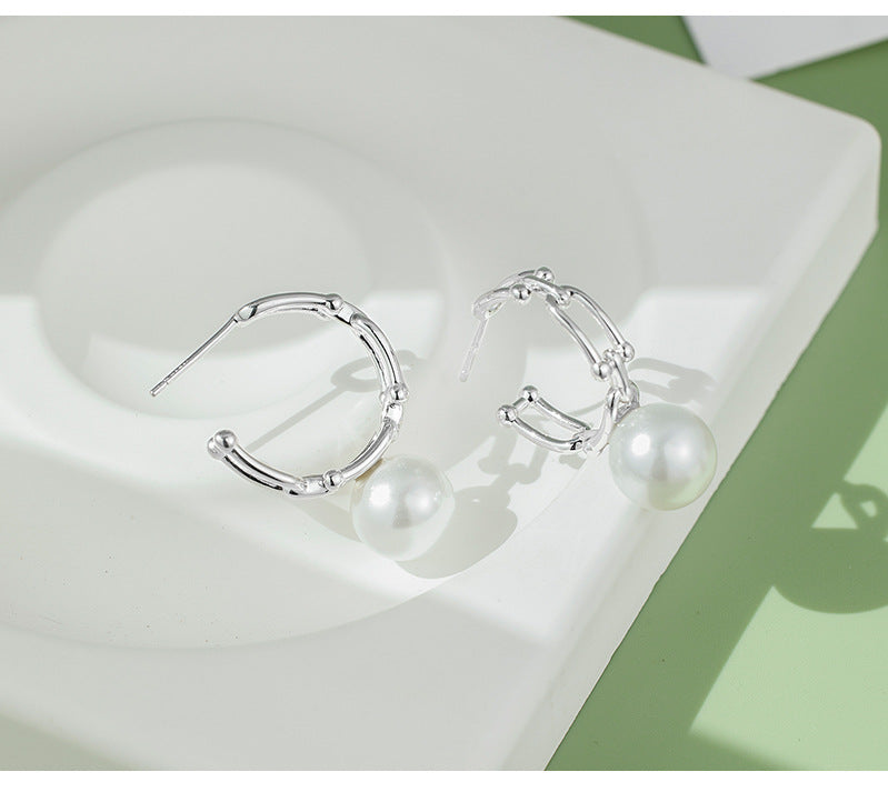 S925 Sterling Silver Stud Earrings Women's Niche Design Simple Chain Earrings