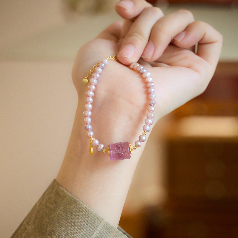 Buddha Life Natural Purple Freshwater Pearl Bracelet Necklace