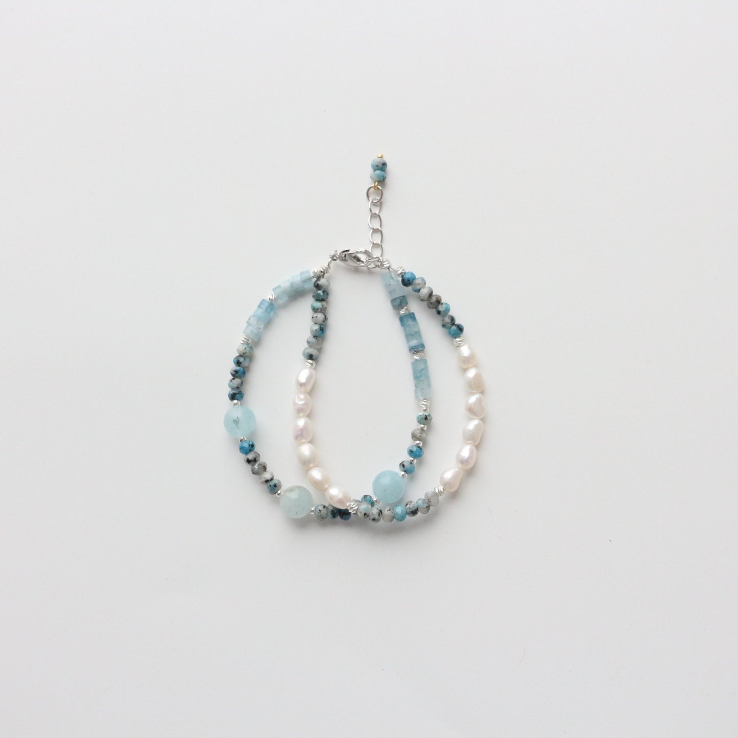 Buddha Life Aquamarine Freshwater Baroque Pearl Bracelet Set