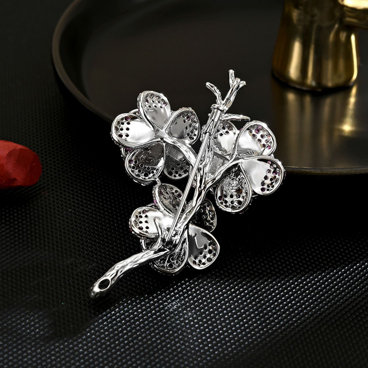 Purple Winter Plum Blossom Flower Brooch Christmas Gift, New Year Gift