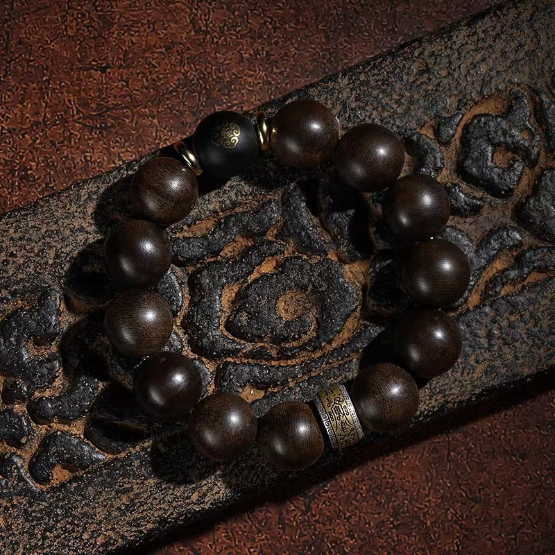 Buddha Life The Twelve Zodiac Signs Natal Buddha Guardian Buddha Natural Agarwood Obsidian Bodhisattva Peace Bracelet