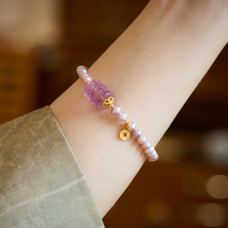 Buddha Life Natural Purple Freshwater Pearl Bracelet Necklace