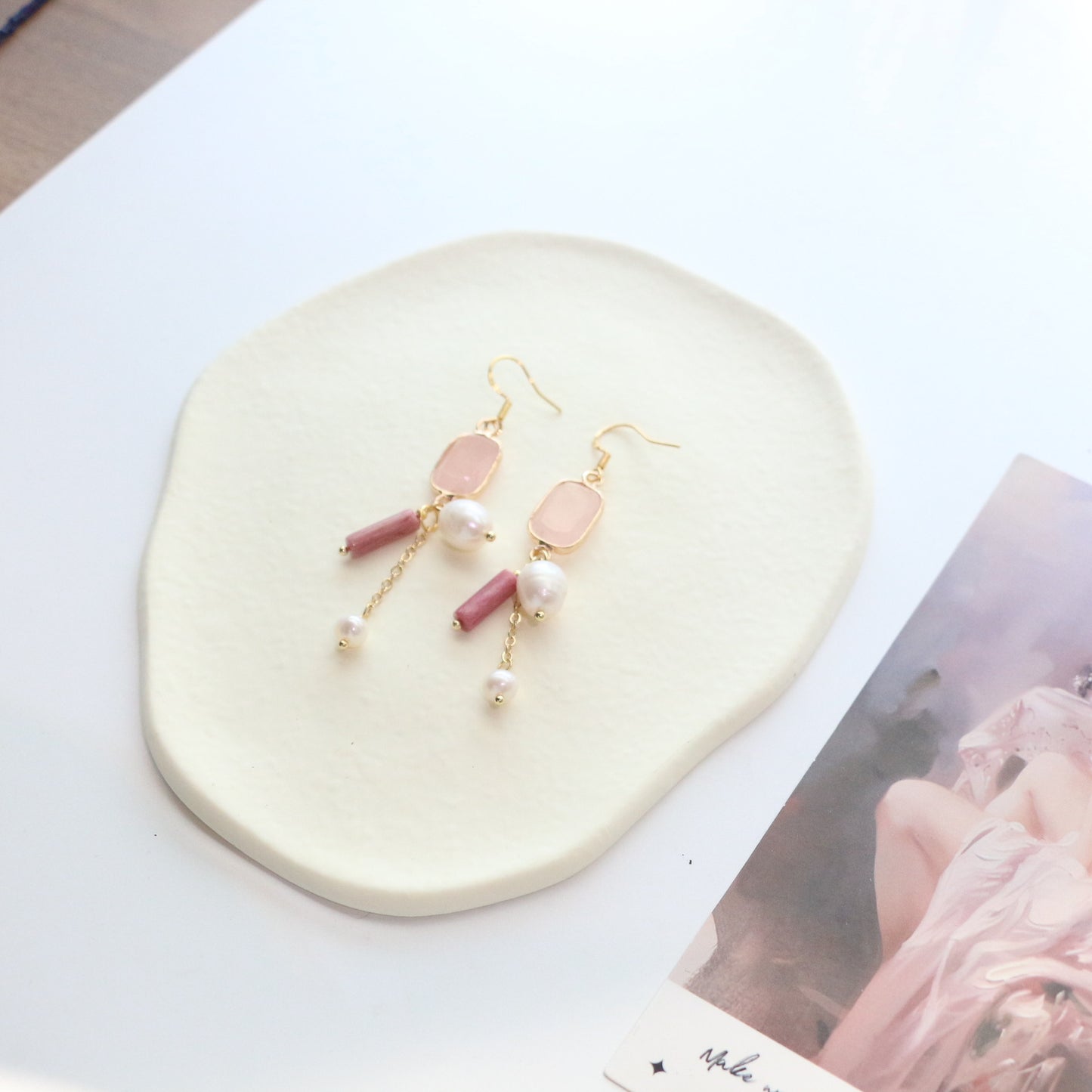 Buddha Life Water Lily Series Red Pink Pearl Necklace Bracelet Ring