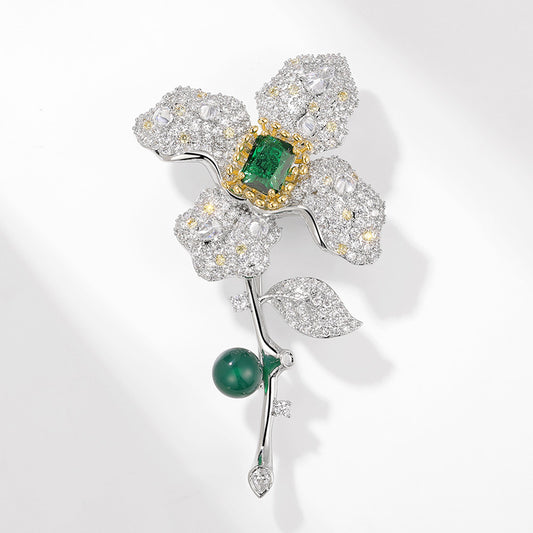 Four-leaf Flower Natural Freshwater Pearl Agate Brooch