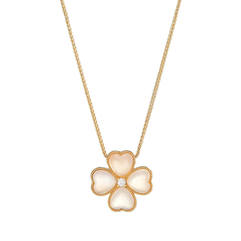 Dapaza S925 Sterling Silver Necklace Clover Necklace Versatile Pendant