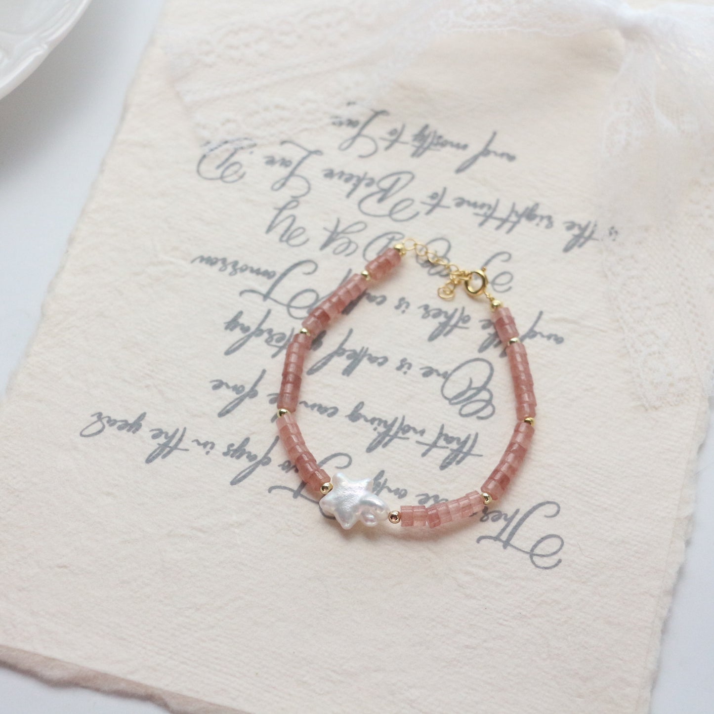 Buddha Life Water Lily Series Red Pink Pearl Necklace Bracelet Ring