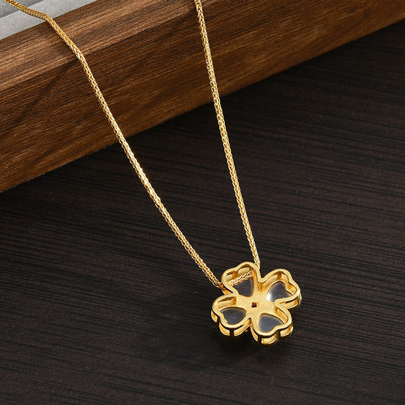 Dapaza S925 Sterling Silver Necklace Clover Necklace Versatile Pendant