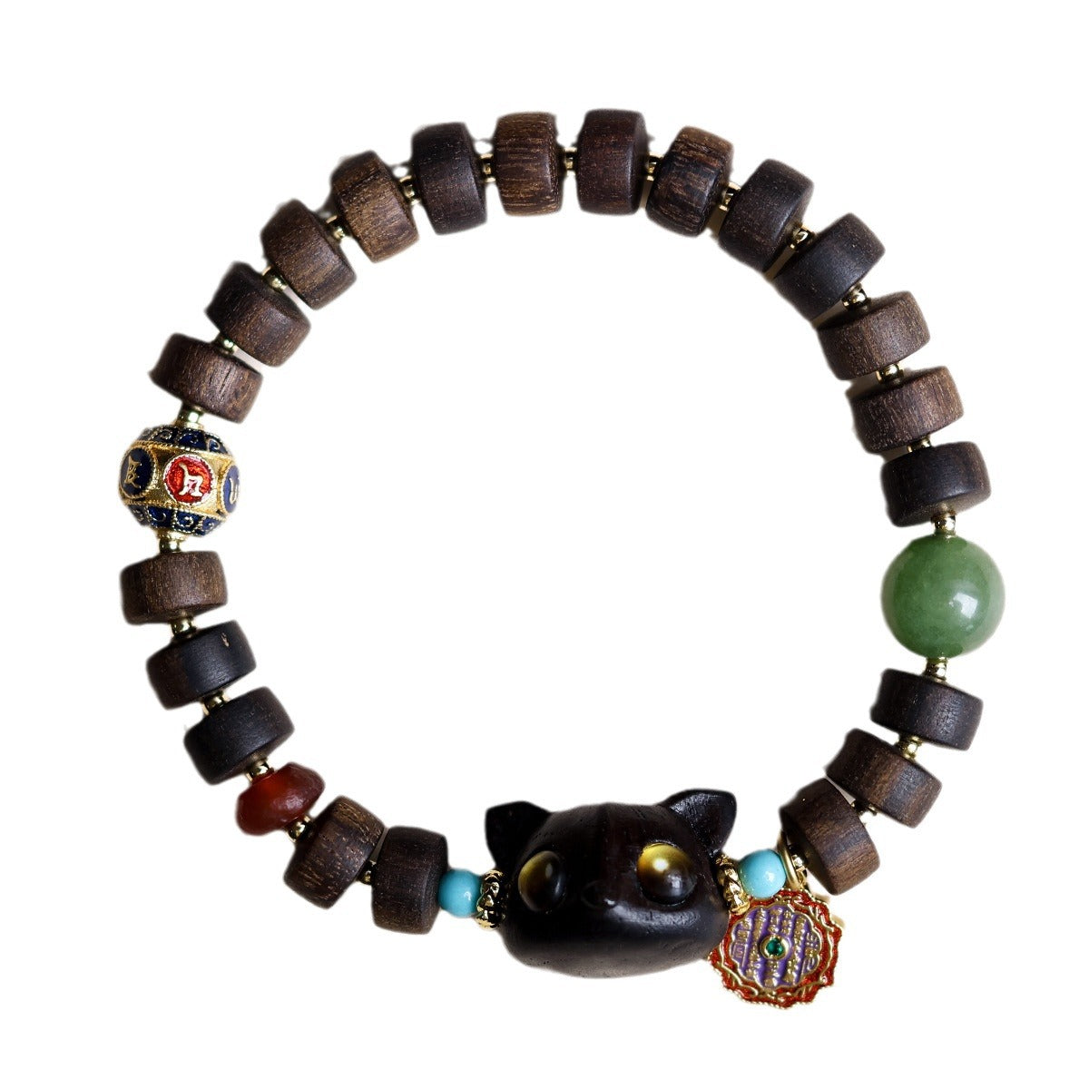 Buddha Life Agarwood Tablet Bead Bracelet Women's