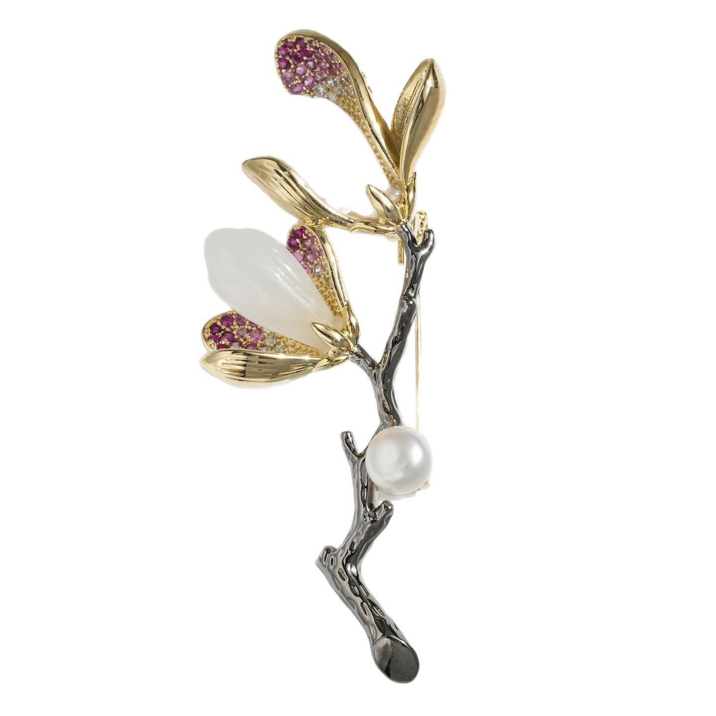 DAPAZA High Quality Hetian Jade Orchid Natural Freshwater Pearl Brooch, Fashion Light Luxury Clothing Jewelry Corsage