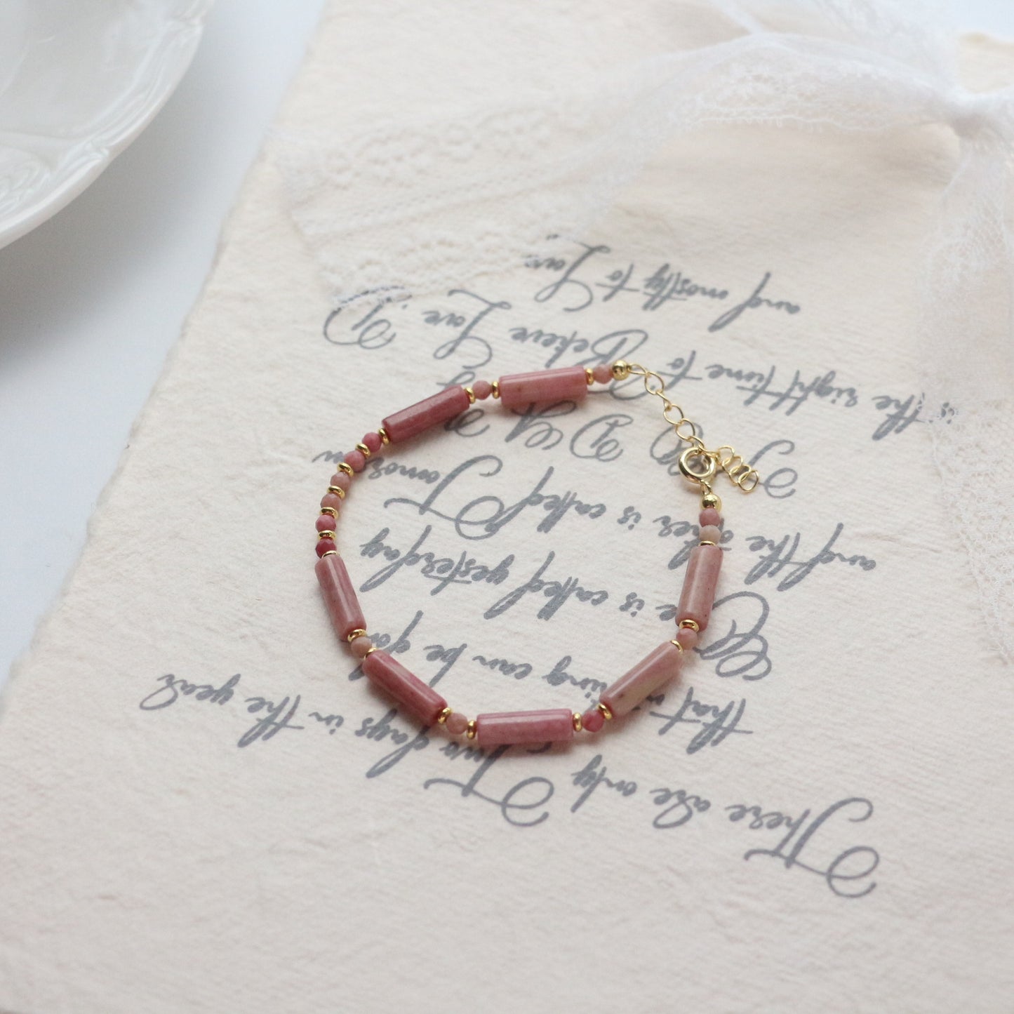 Buddha Life Water Lily Series Red Pink Pearl Necklace Bracelet Ring