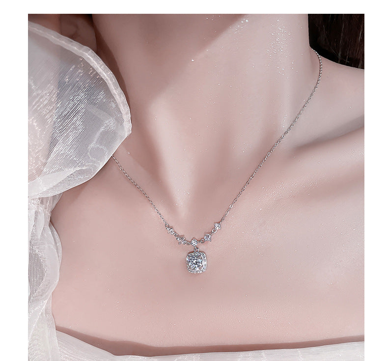 Dapaza 999 Sterling Silver Sugar Cube Necklace Women