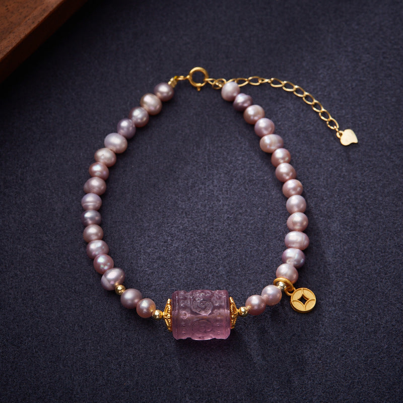 Buddha Life Natural Purple Freshwater Pearl Bracelet Necklace