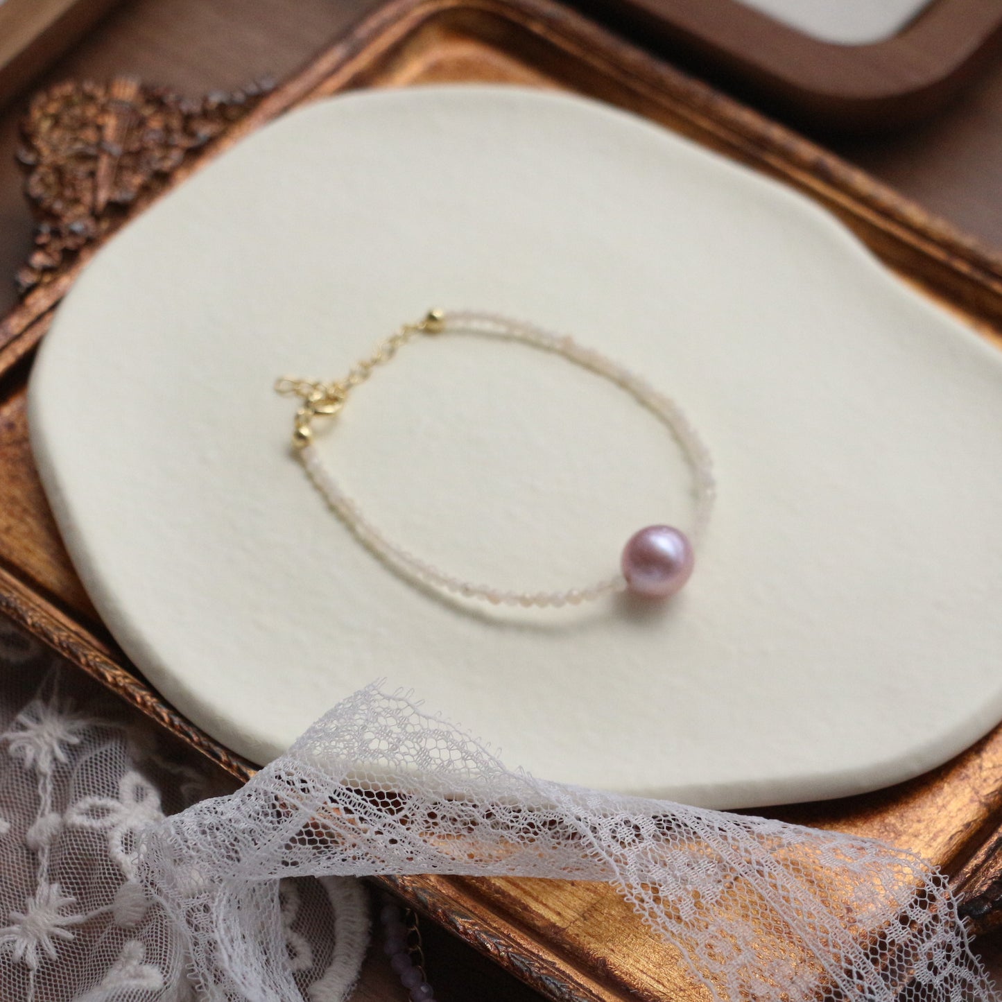 Buddha Life Water Lily Series Red Pink Pearl Necklace Bracelet Ring