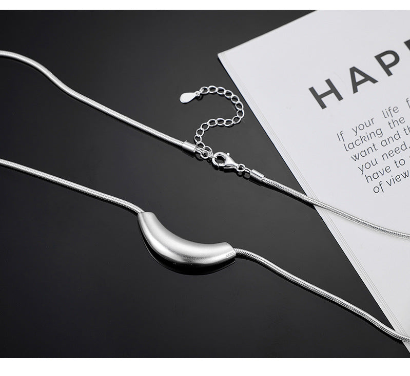 Dapaza S925 Sterling Silver Matte Scrub Snake Bone Necklace