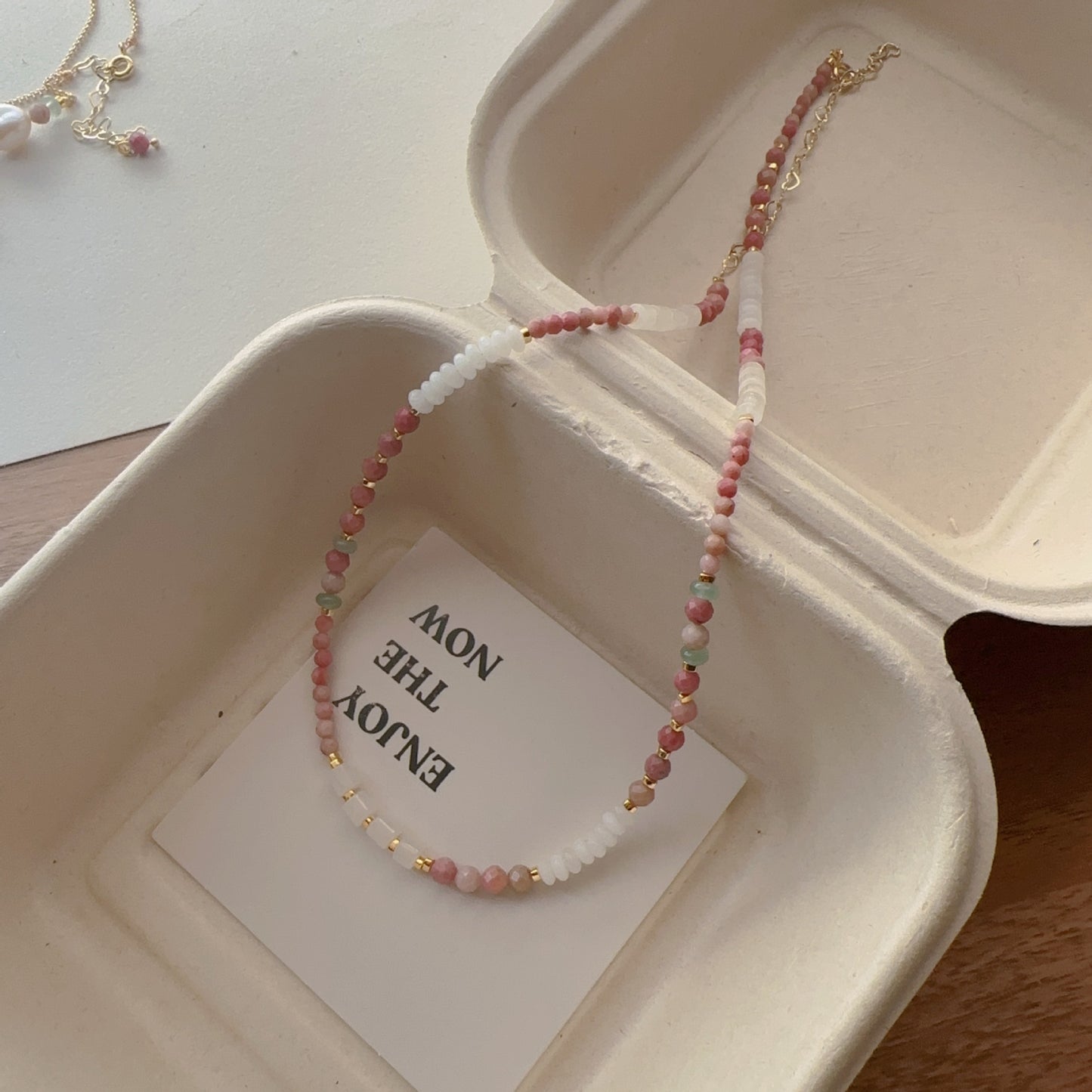 Buddha Life Water Lily Series Red Pink Pearl Necklace Bracelet Ring