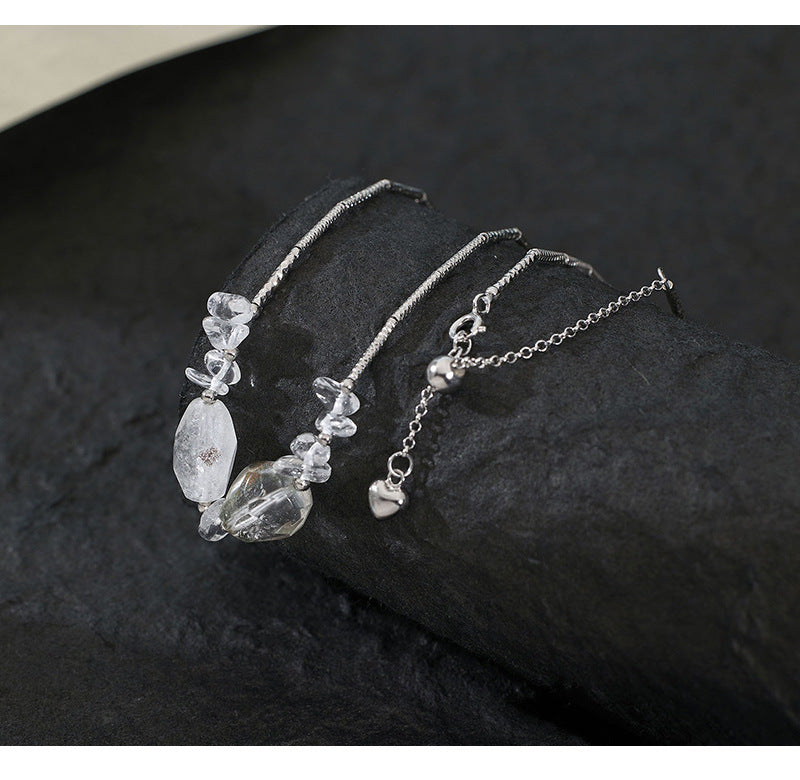 925 Sterling Silver Irregular Crystal Necklace Niche Design