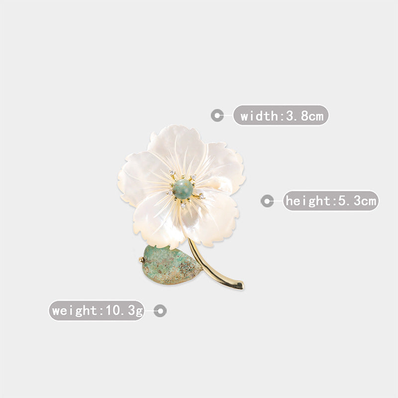 Natural Shell Peach Blossom Brooch