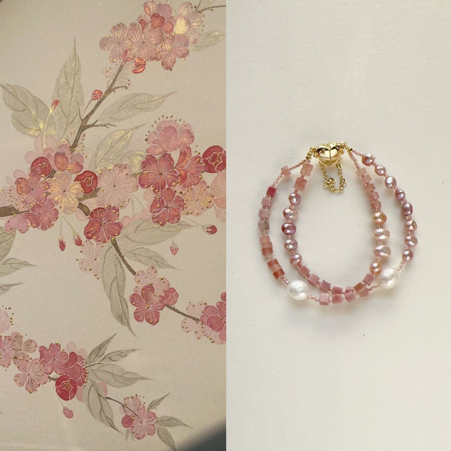 Buddha Life Water Lily Series Red Pink Pearl Necklace Bracelet Ring