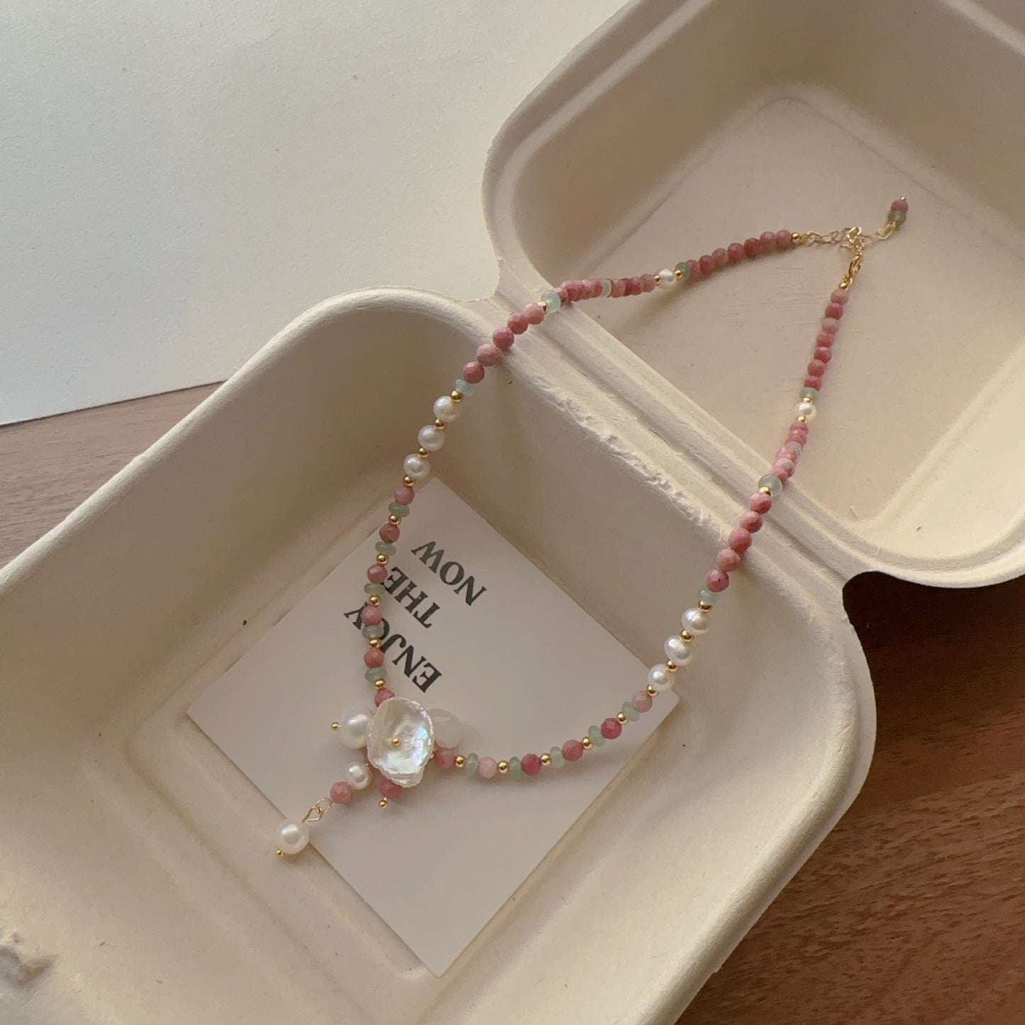 Buddha Life Water Lily Series Red Pink Pearl Necklace Bracelet Ring
