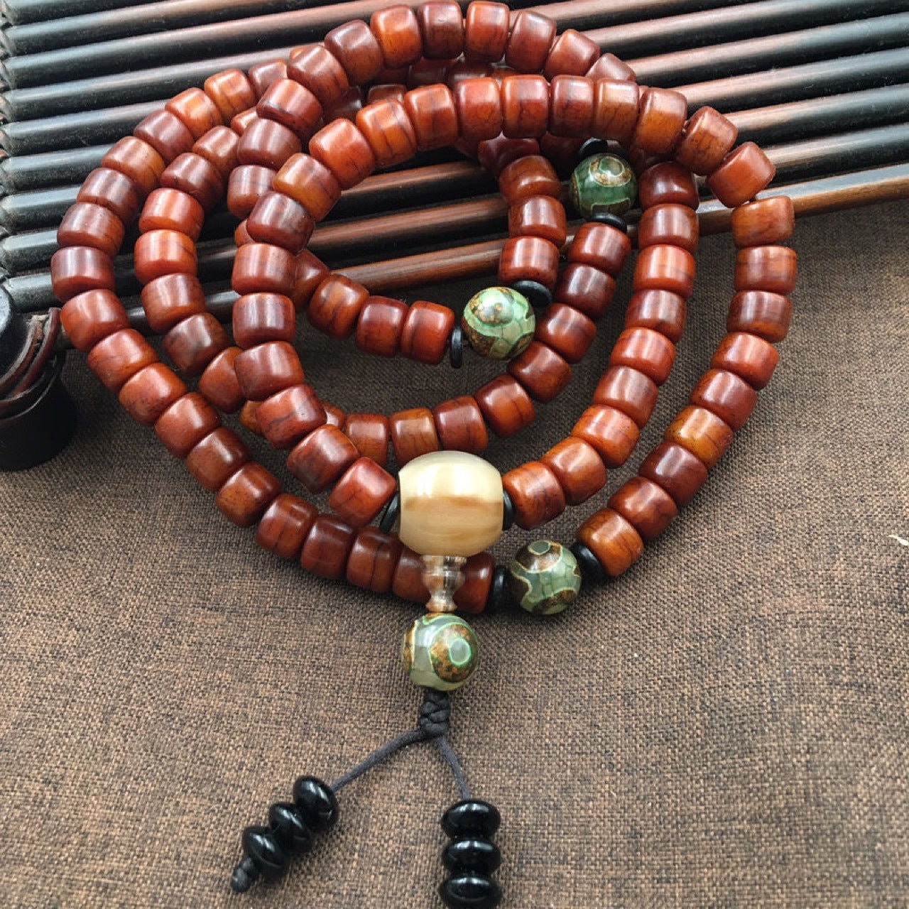 Buddha Life Tibetan Yak Bone 108 Multi-ring Bracelet, Neck Hanging Spirit Bone Buddha Beads