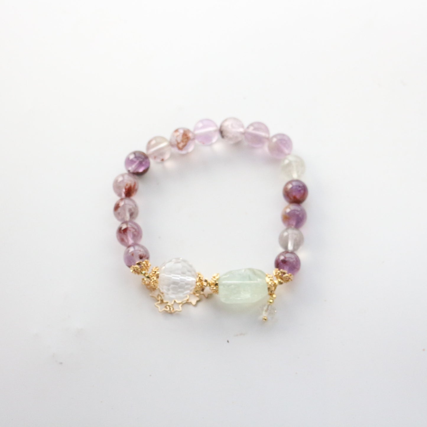 Buddha Life Purple Ghost Crystal with Turquoise Bracelet