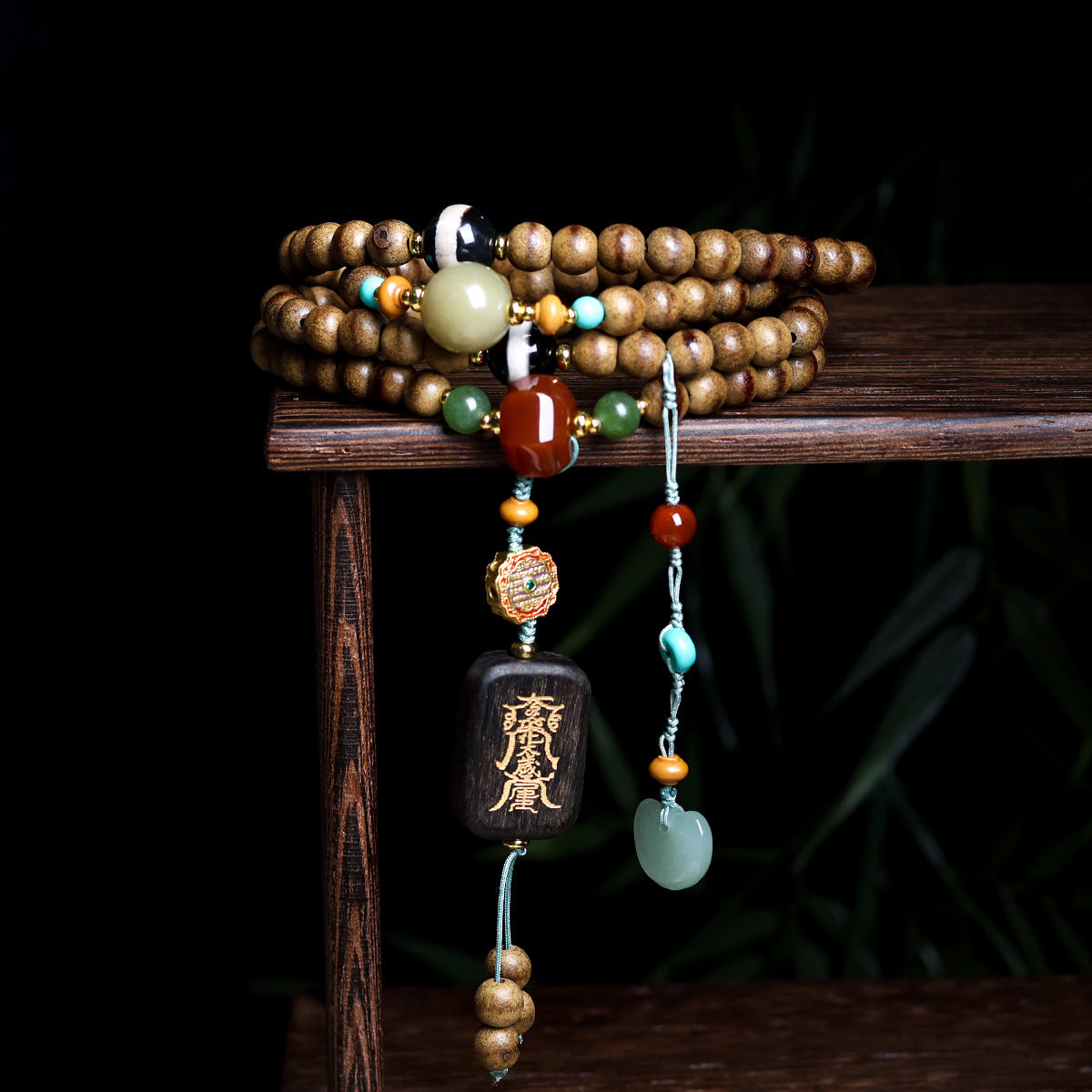 One-line Butter Agarwood Multi-circle Bracelet Chinese Necklace