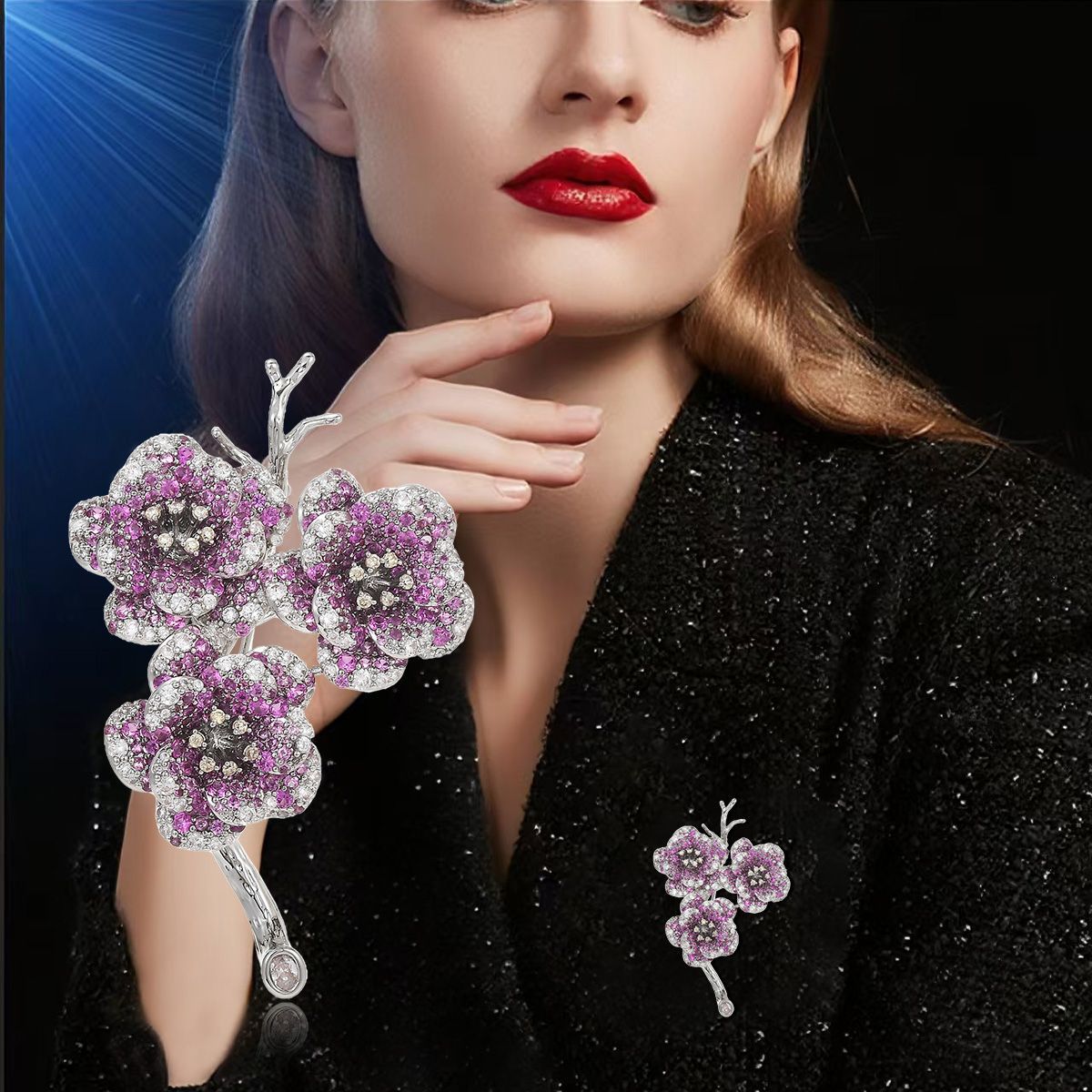 Purple Winter Plum Blossom Flower Brooch Christmas Gift, New Year Gift