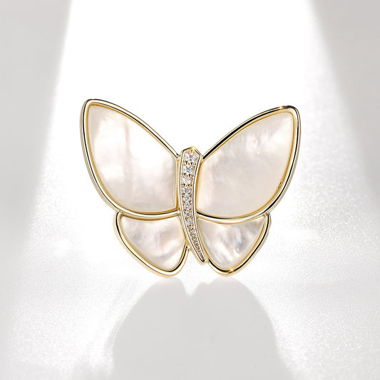 Break The Cocoon Into A Butterfly Natural Shell Butterfly Brooch