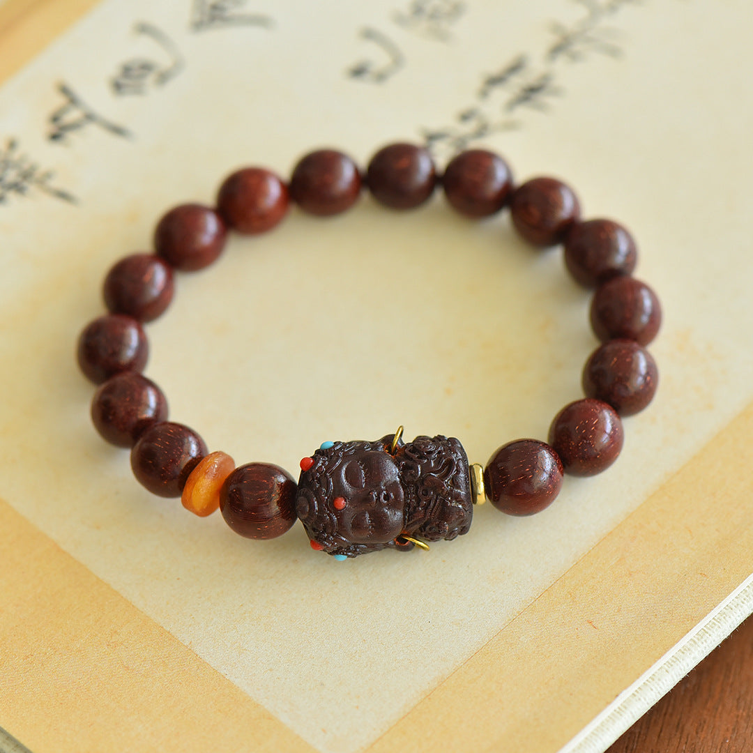 Buddha Life Natural lobular red sandalwood bracelet for men and women couples