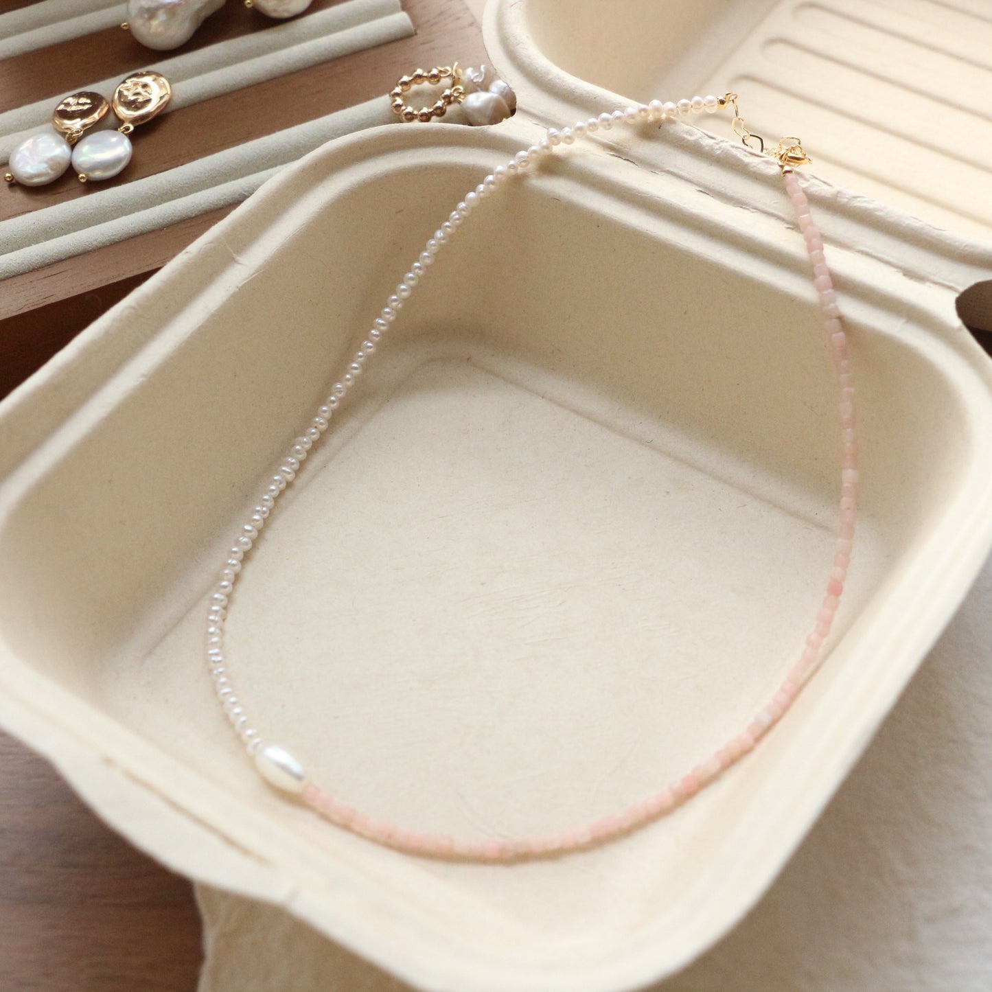 Buddha Life Water Lily Series Red Pink Pearl Necklace Bracelet Ring