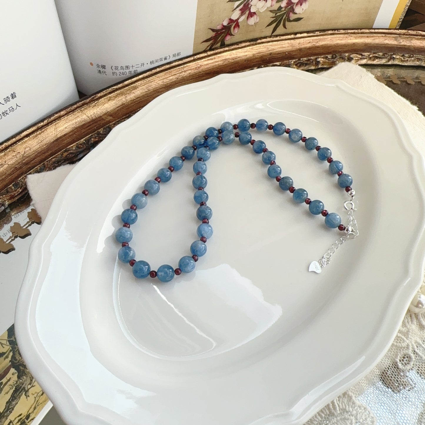 Buddha Life Kyanite Garnet 925 Silver Neck Chain Necklace