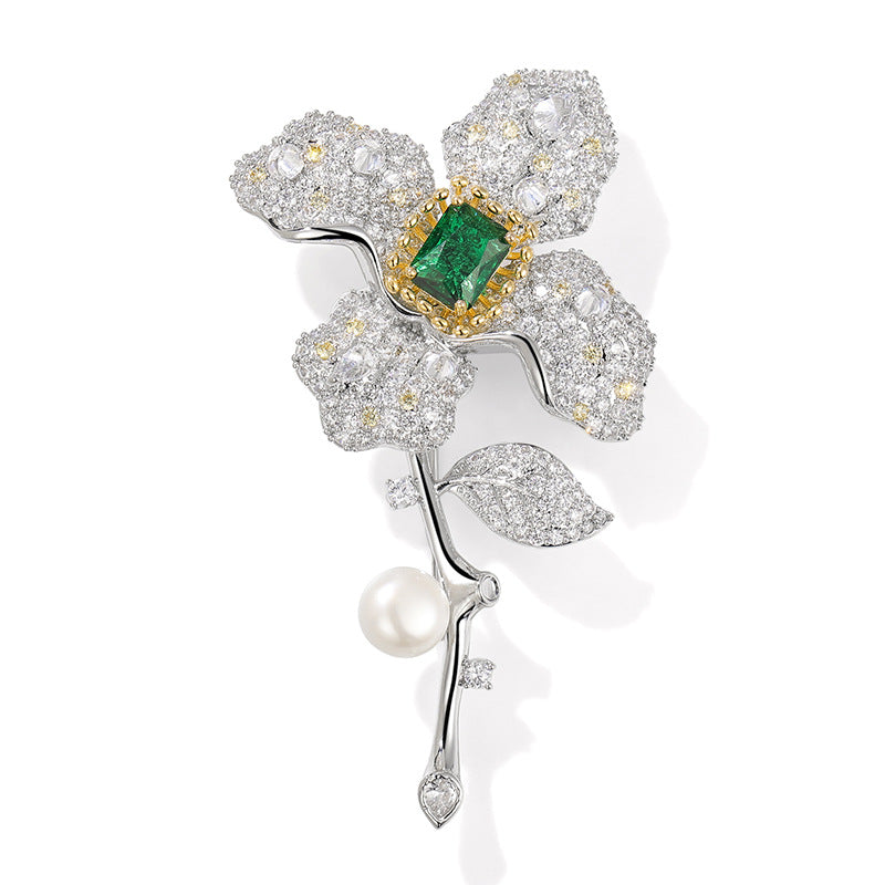 Four-leaf Flower Natural Freshwater Pearl Agate Brooch
