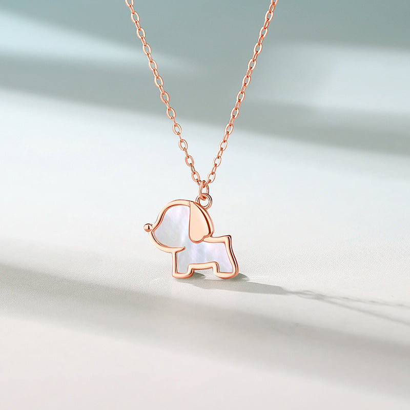 Dapaza S925 Sterling Silver Shell Puppy Necklace