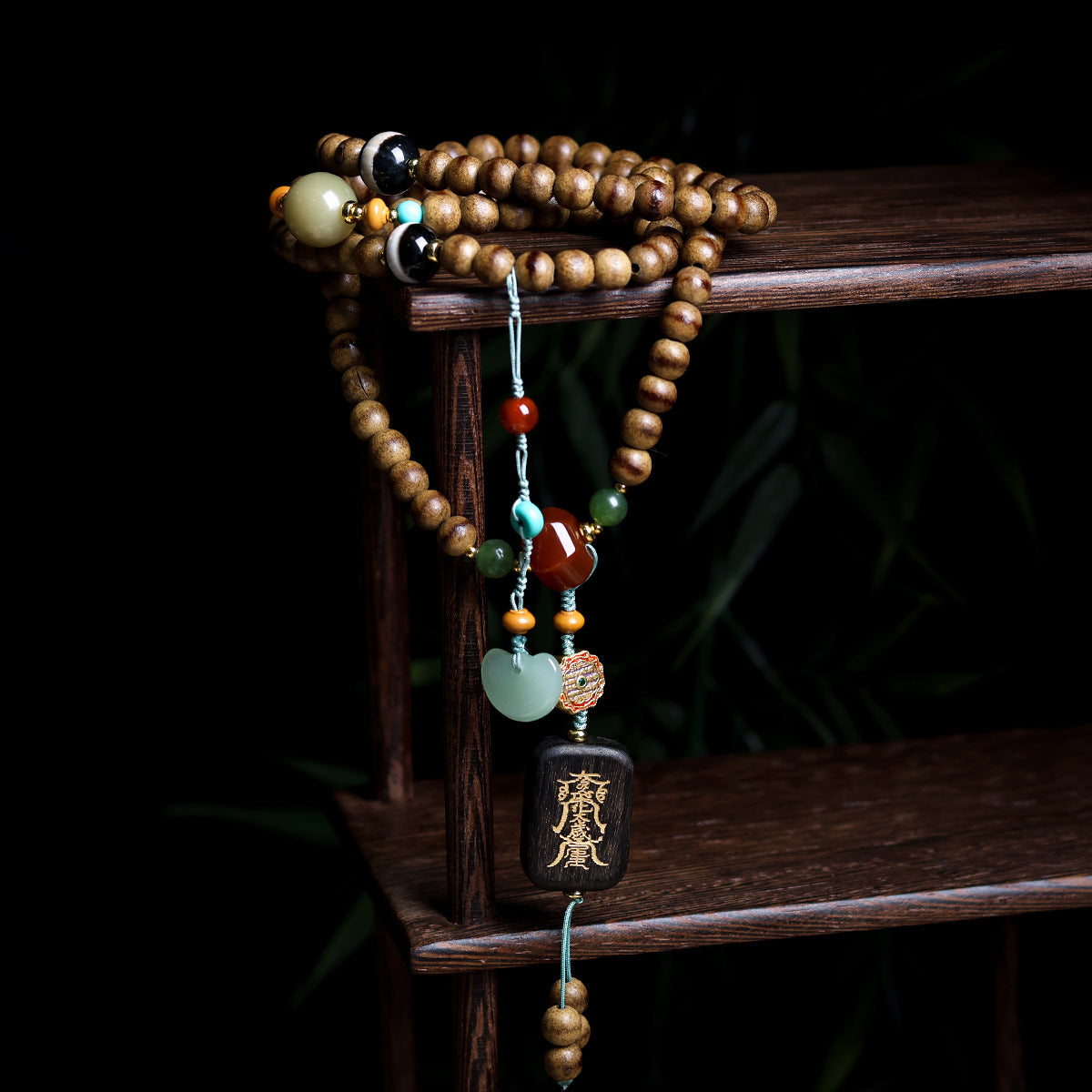 One-line Butter Agarwood Multi-circle Bracelet Chinese Necklace